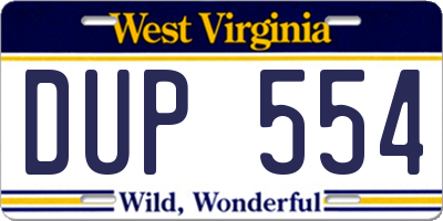 WV license plate DUP554