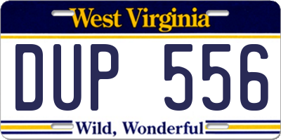 WV license plate DUP556