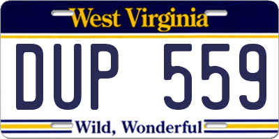 WV license plate DUP559
