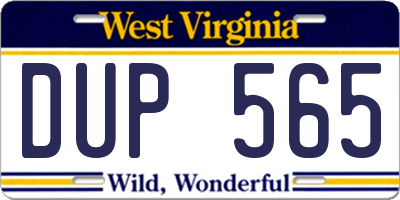 WV license plate DUP565