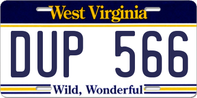 WV license plate DUP566