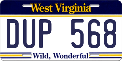 WV license plate DUP568