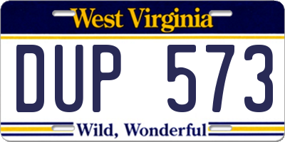 WV license plate DUP573