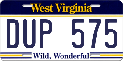 WV license plate DUP575