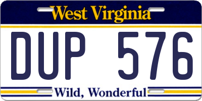 WV license plate DUP576