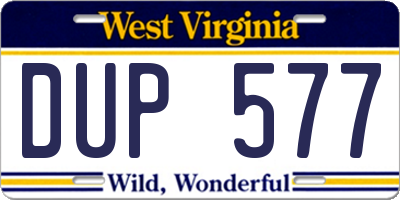 WV license plate DUP577