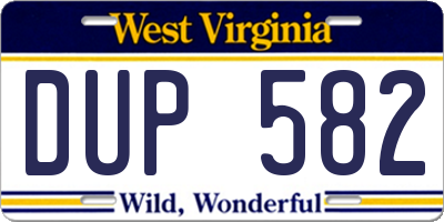 WV license plate DUP582