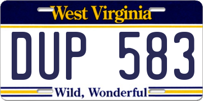 WV license plate DUP583