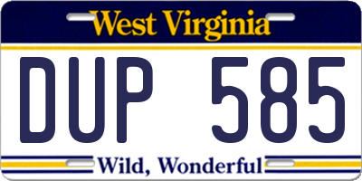 WV license plate DUP585