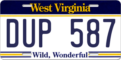 WV license plate DUP587