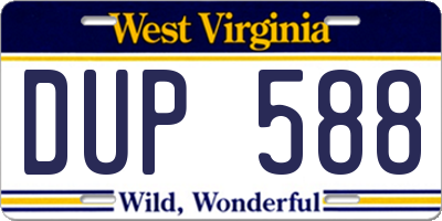 WV license plate DUP588