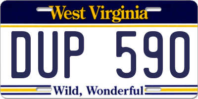 WV license plate DUP590