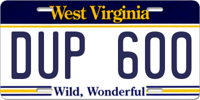 WV license plate DUP600