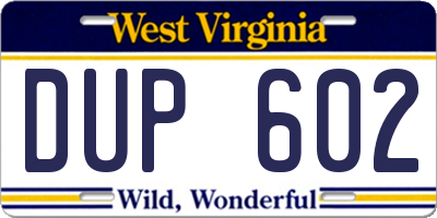 WV license plate DUP602