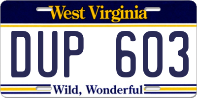 WV license plate DUP603