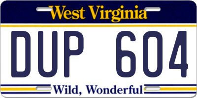 WV license plate DUP604