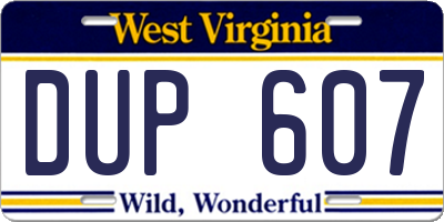 WV license plate DUP607