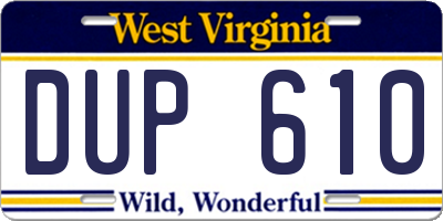 WV license plate DUP610