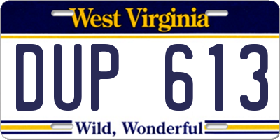 WV license plate DUP613