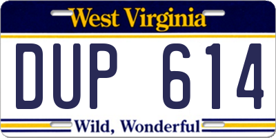 WV license plate DUP614