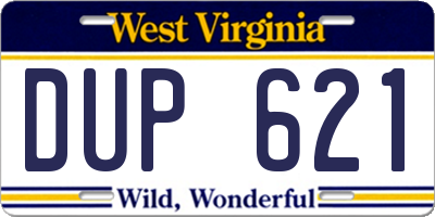 WV license plate DUP621