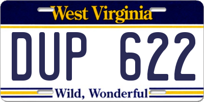 WV license plate DUP622