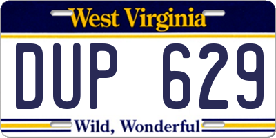 WV license plate DUP629