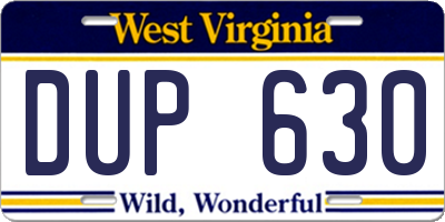 WV license plate DUP630