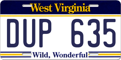 WV license plate DUP635