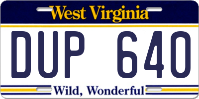 WV license plate DUP640