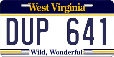 WV license plate DUP641