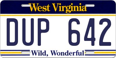 WV license plate DUP642