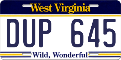 WV license plate DUP645