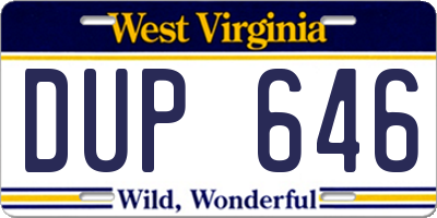 WV license plate DUP646