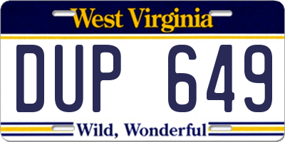 WV license plate DUP649