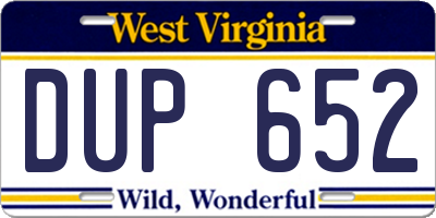 WV license plate DUP652