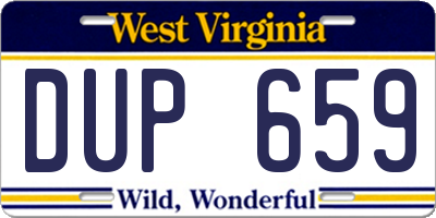 WV license plate DUP659