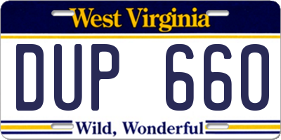 WV license plate DUP660