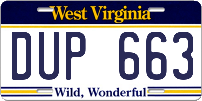 WV license plate DUP663