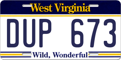 WV license plate DUP673