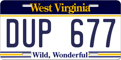 WV license plate DUP677