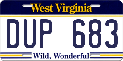 WV license plate DUP683
