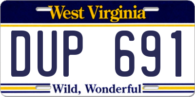 WV license plate DUP691