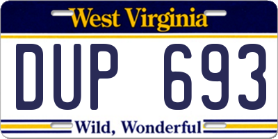 WV license plate DUP693