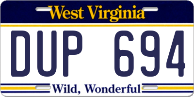 WV license plate DUP694