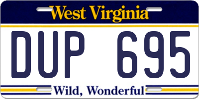 WV license plate DUP695