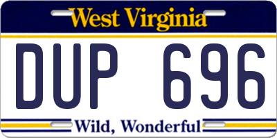 WV license plate DUP696