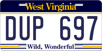WV license plate DUP697