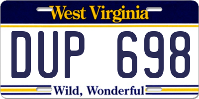 WV license plate DUP698