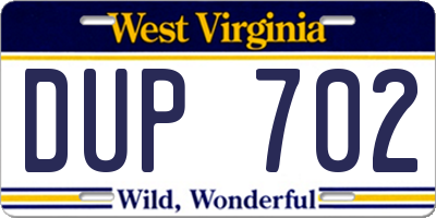WV license plate DUP702